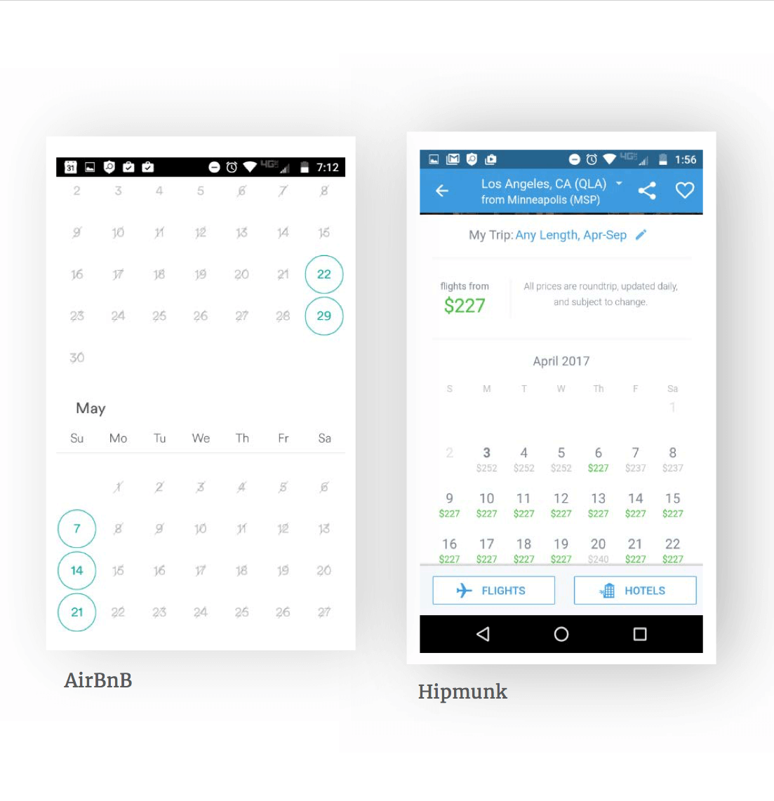 Reservation calendar dashboard on mobile phone