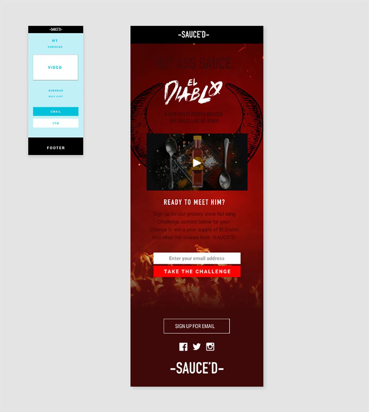 El Diablo hot sauce landing page