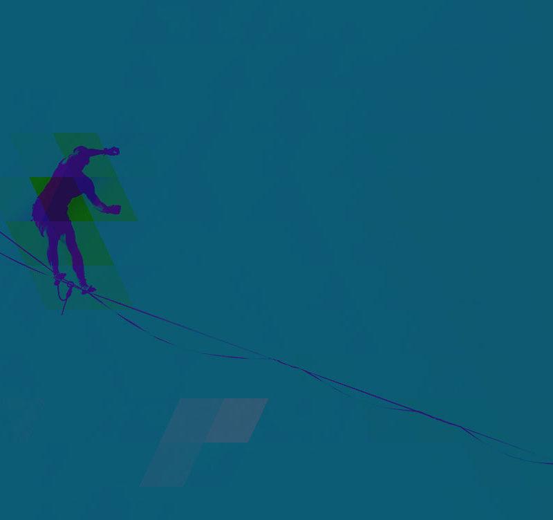 Graphic of man walking on tightrope