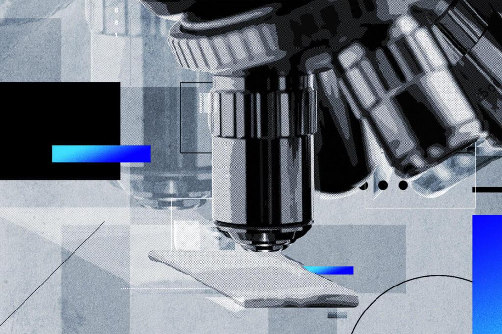 Microscope graphic looking at individual slides