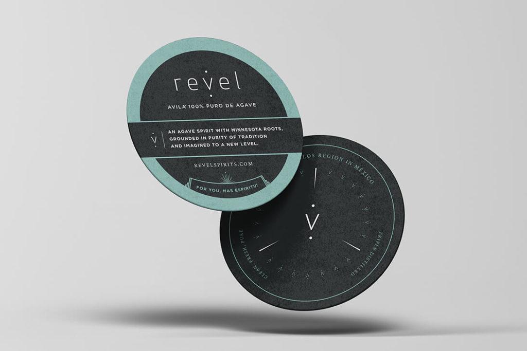 Revel Avila Spirits coasters with teal accents
