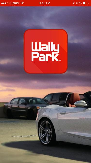 WallyPark mobile app logo over graphic of parking structure
