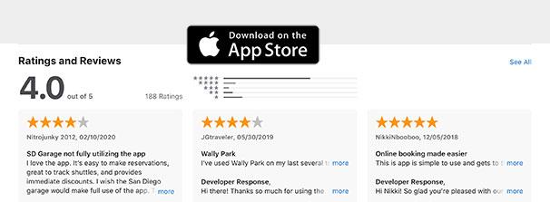 WallyPark mobile app reviews and ratings in various app stores