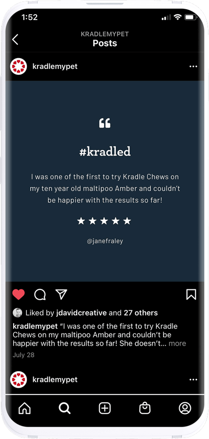 Kradle instagram post mockup with graphic