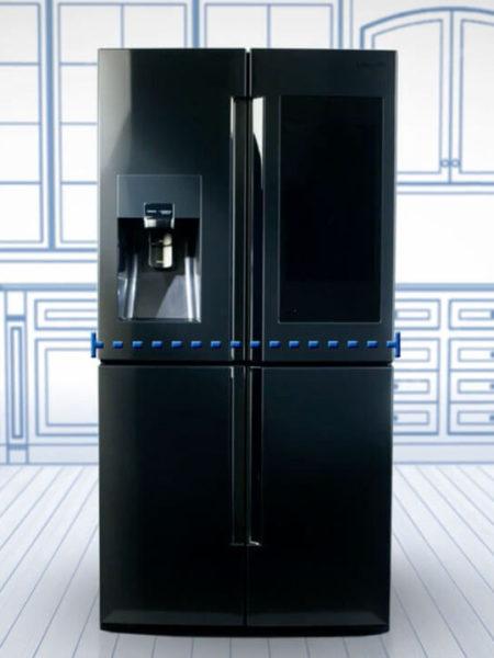 Samsung refrigerator graphic in blue prints for kitchen