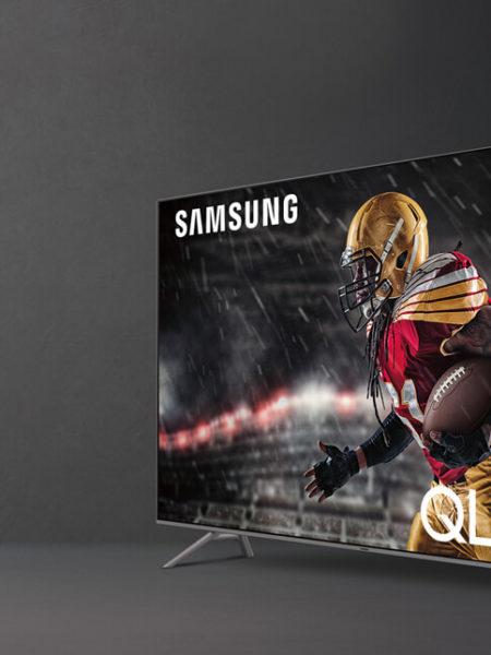Samsung OLED and UHD TVs displaying NFL graphic