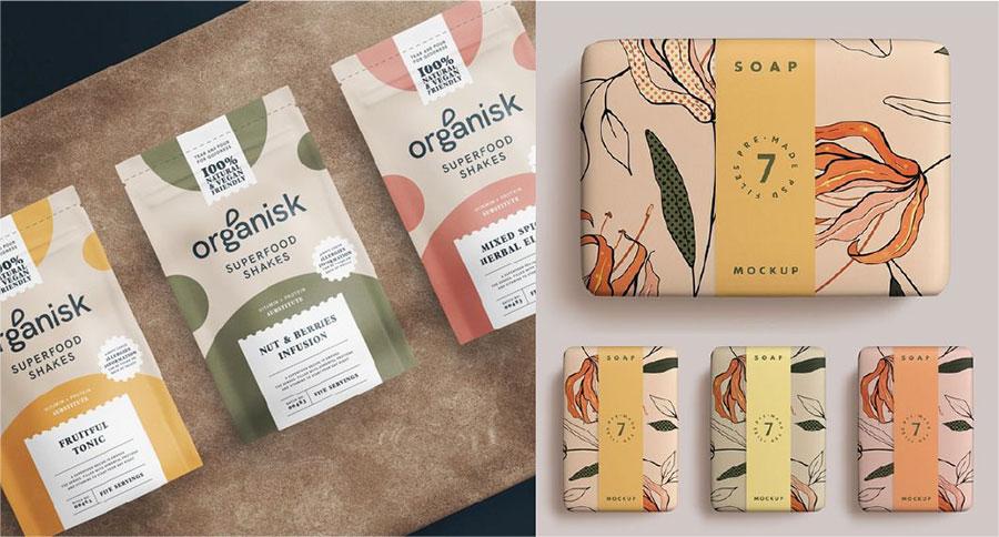 Organic products visual design mockups