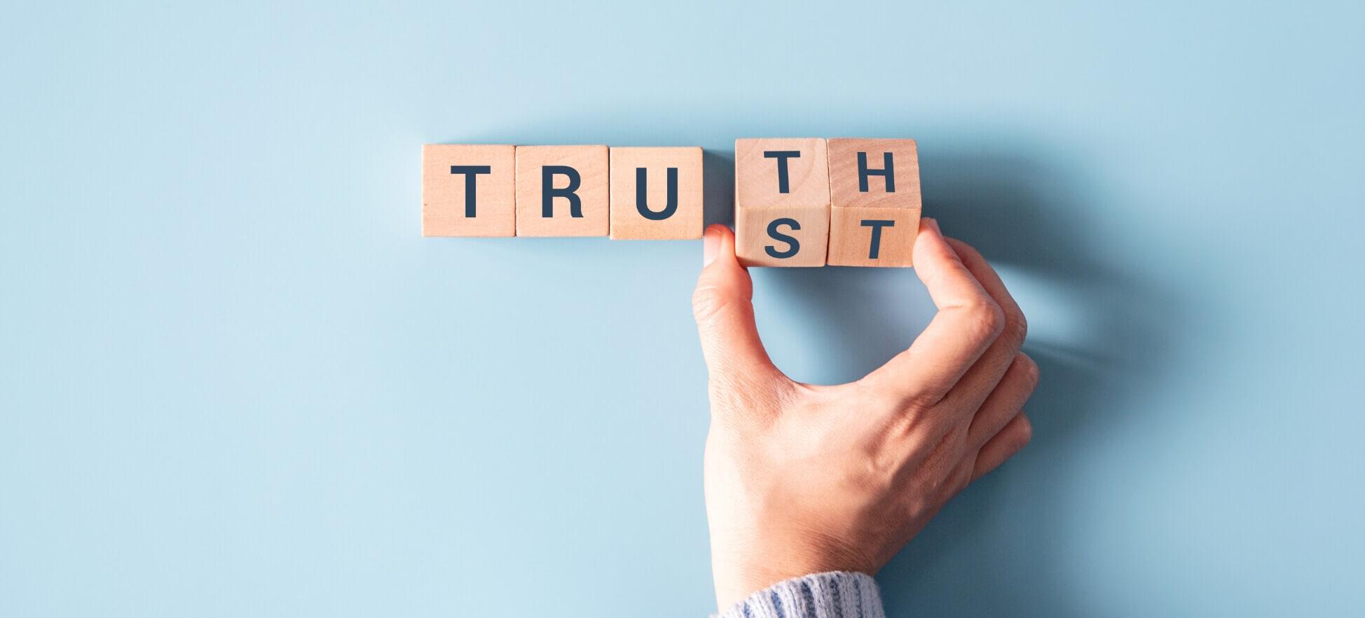 Blocks being adjusted to display "truth" instead of "trust"