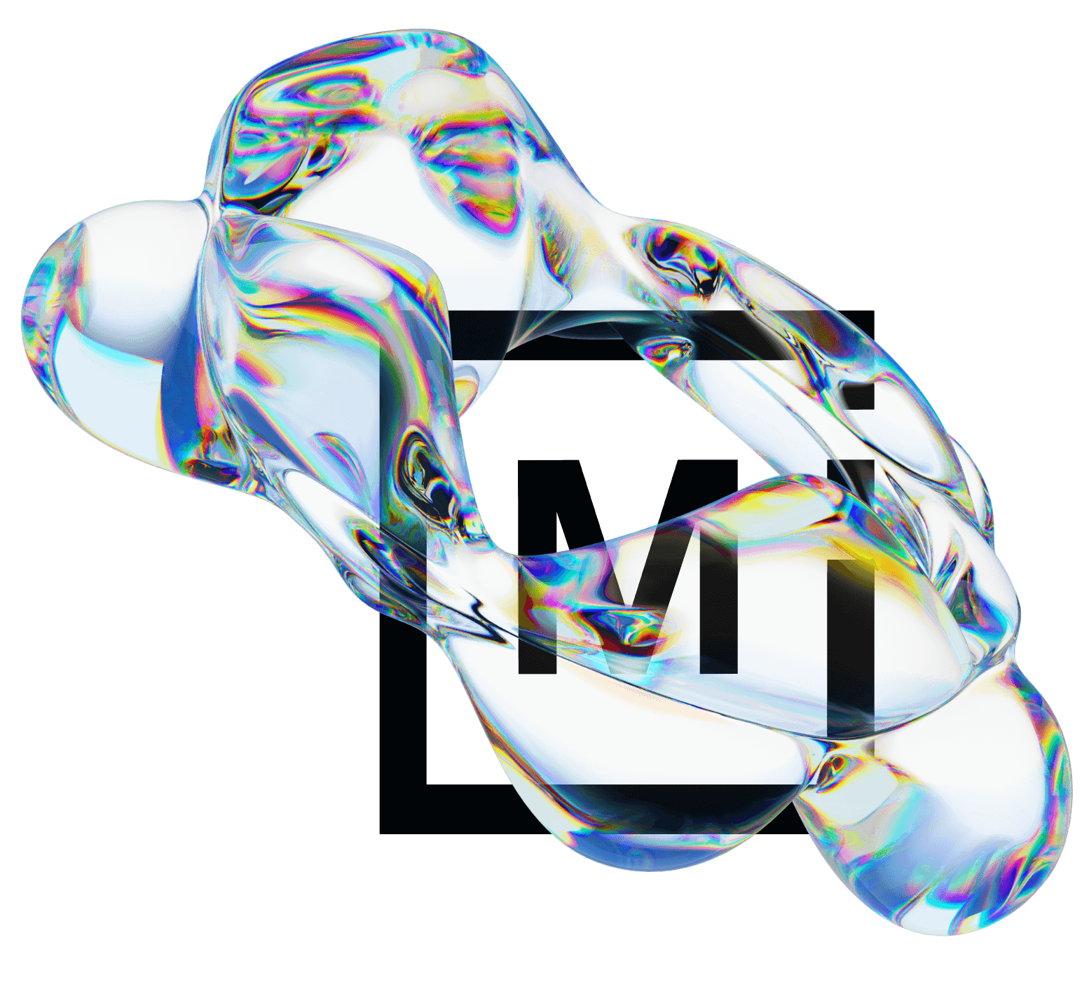 Modern Impact M logo with ethereal liquid image