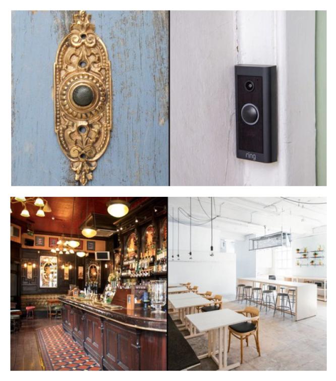 Montage image of doorbells and bars