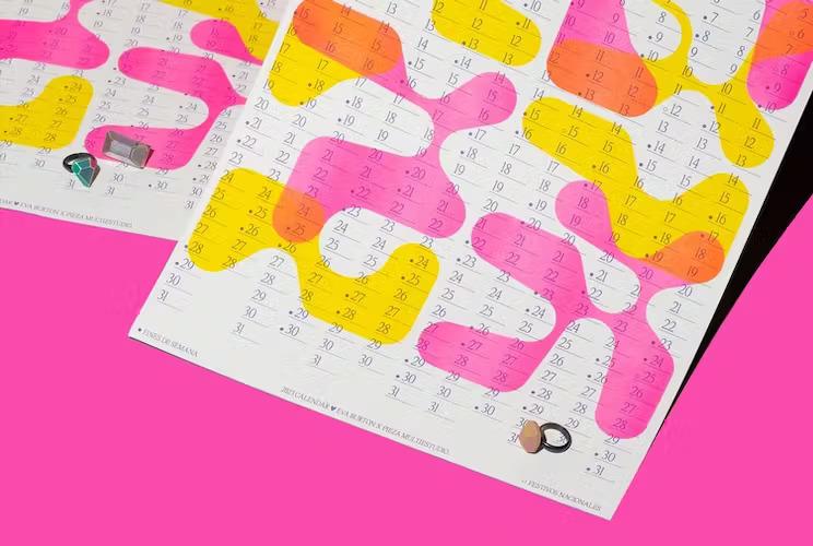 Colorful spreadsheet with pink and yellow designs