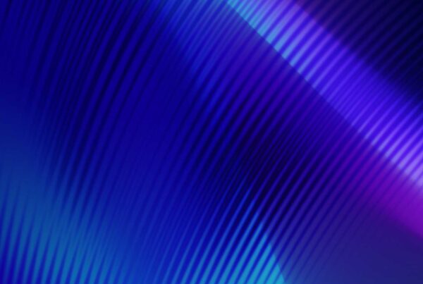 Abstract image featuring diagonal stripes and waves in shades of blue, purple, and violet, creating a dynamic, futuristic visual effect with gradients and glowing light—a style that resonates with Gen Z aesthetics.